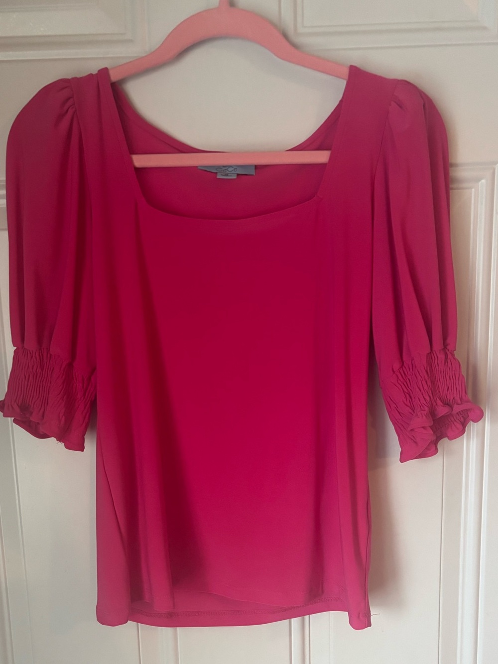 CeCe Hot Pink Puff-Sleeve Blouse
